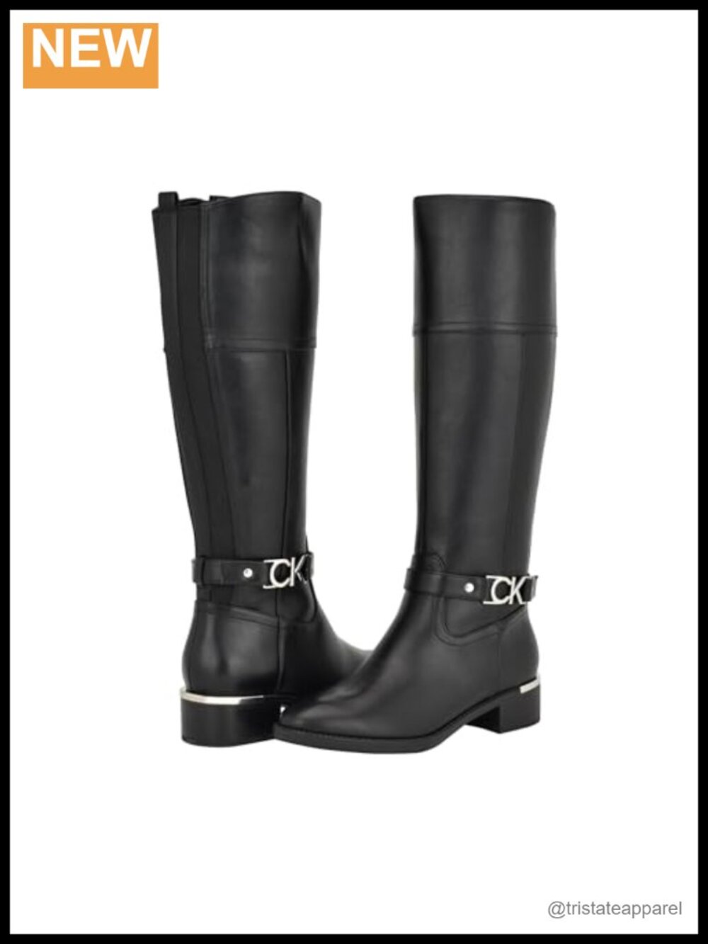 Calvin Klein Women's Faux Leather Mid-Calf Boots Pointy Toe Zip